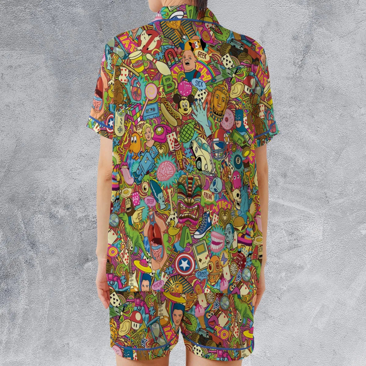 Satin Short-Sleeve Pajamas Set - HT8ETVMS