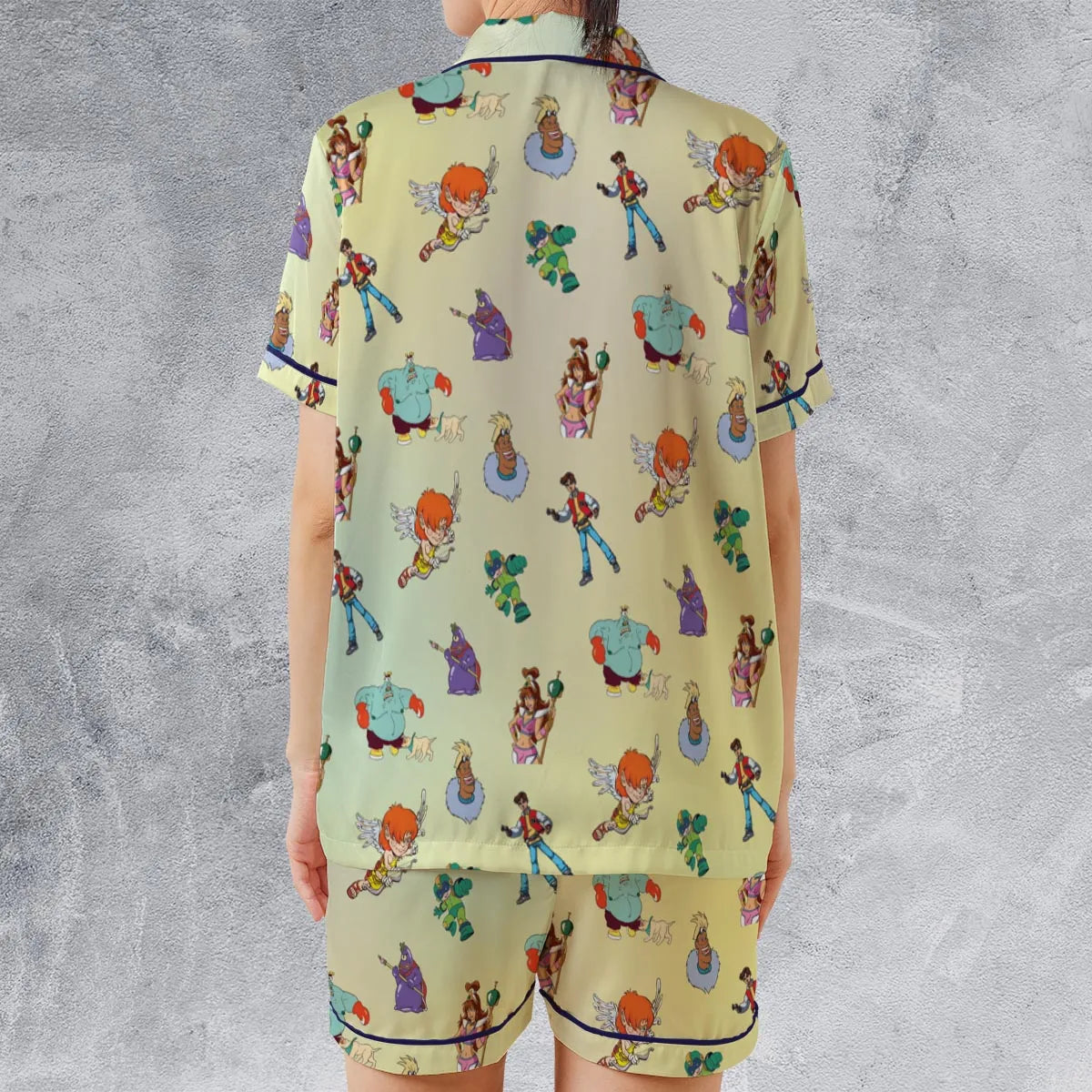 Satin Short-Sleeve Pajamas Set - 55XFMLZS