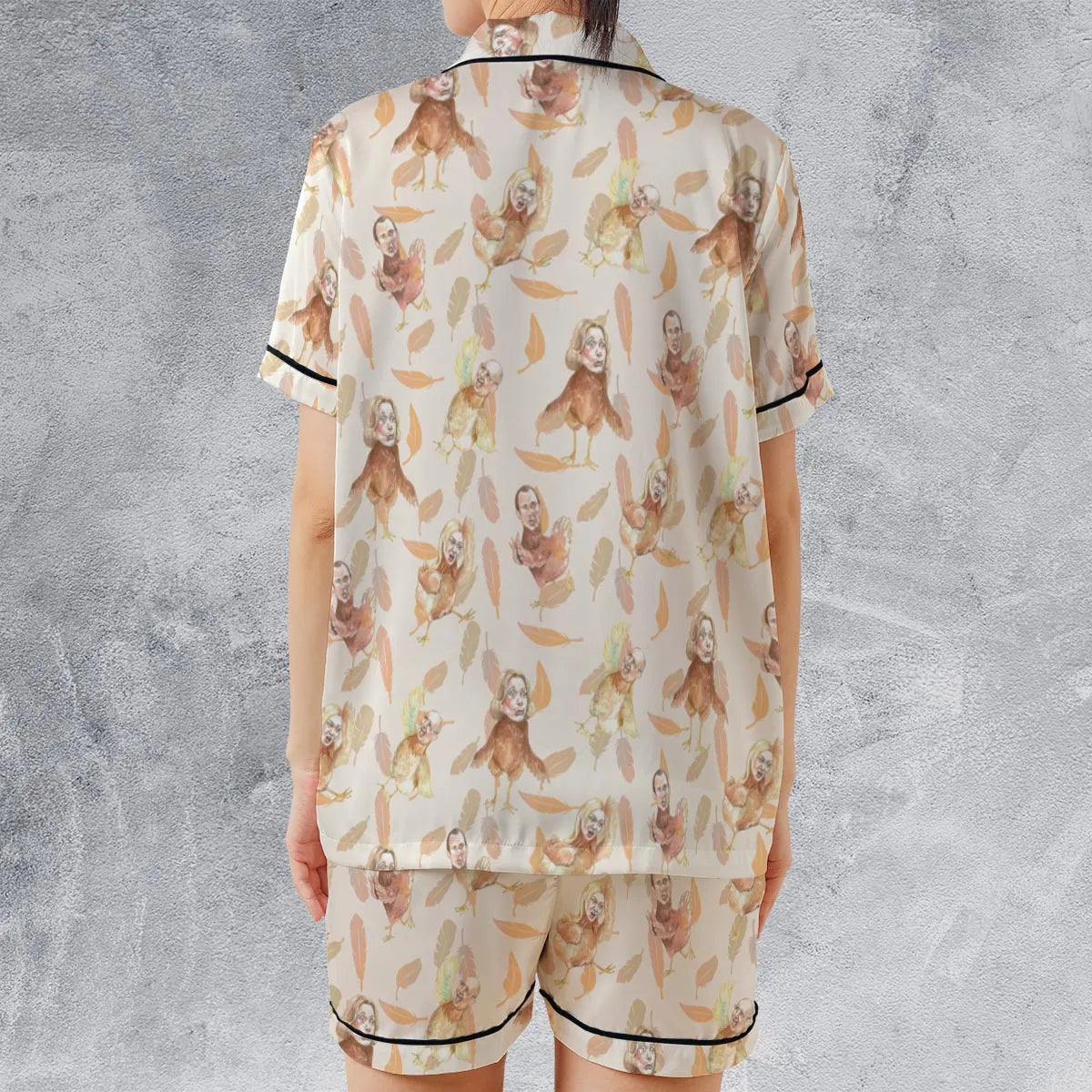 Satin Short-Sleeve Pajamas Set - Q1UP8RET