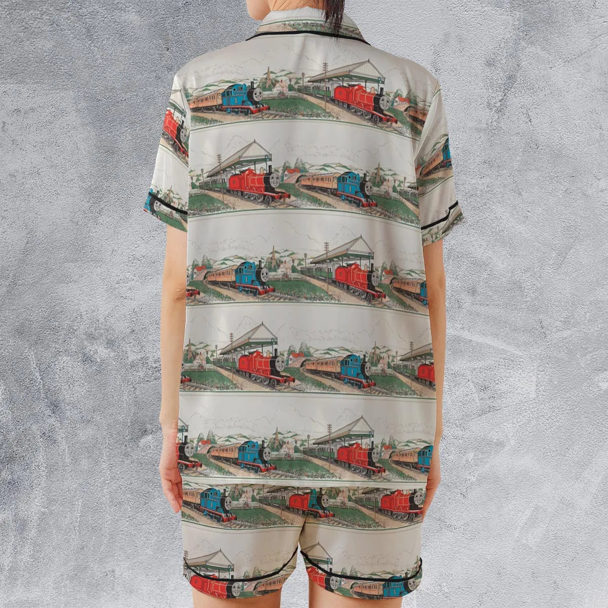 Satin Short-Sleeve Pajamas Set - QSXHFN6Z