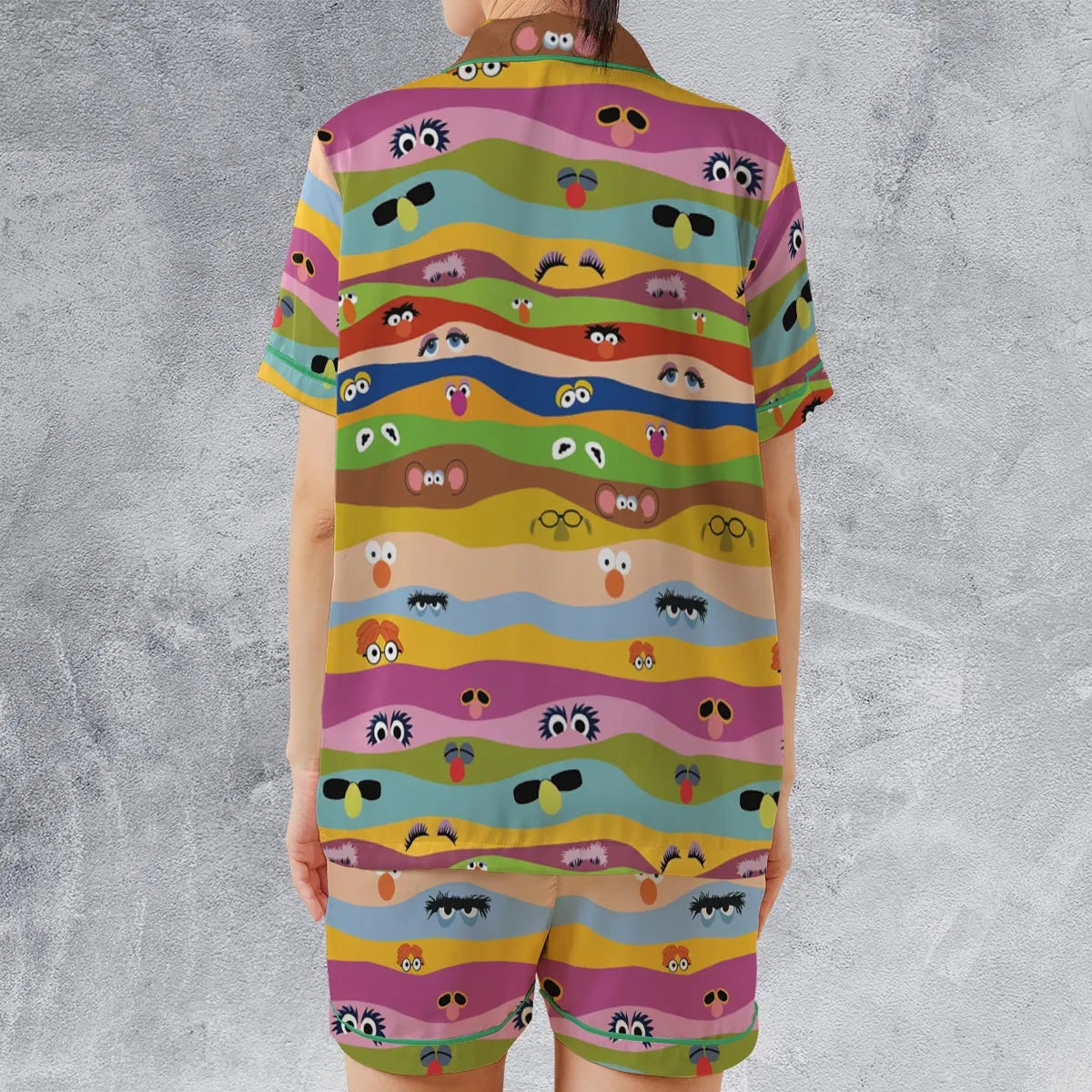 Satin Short-Sleeve Pajamas Set - V25Z84TE