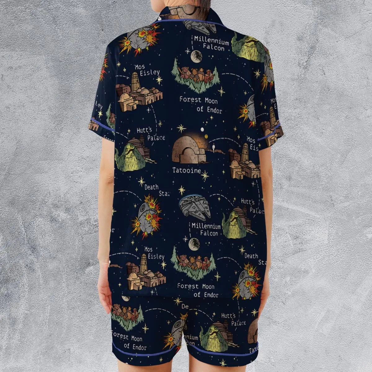 Satin Short-Sleeve Pajamas Set - ZHJRJUA4