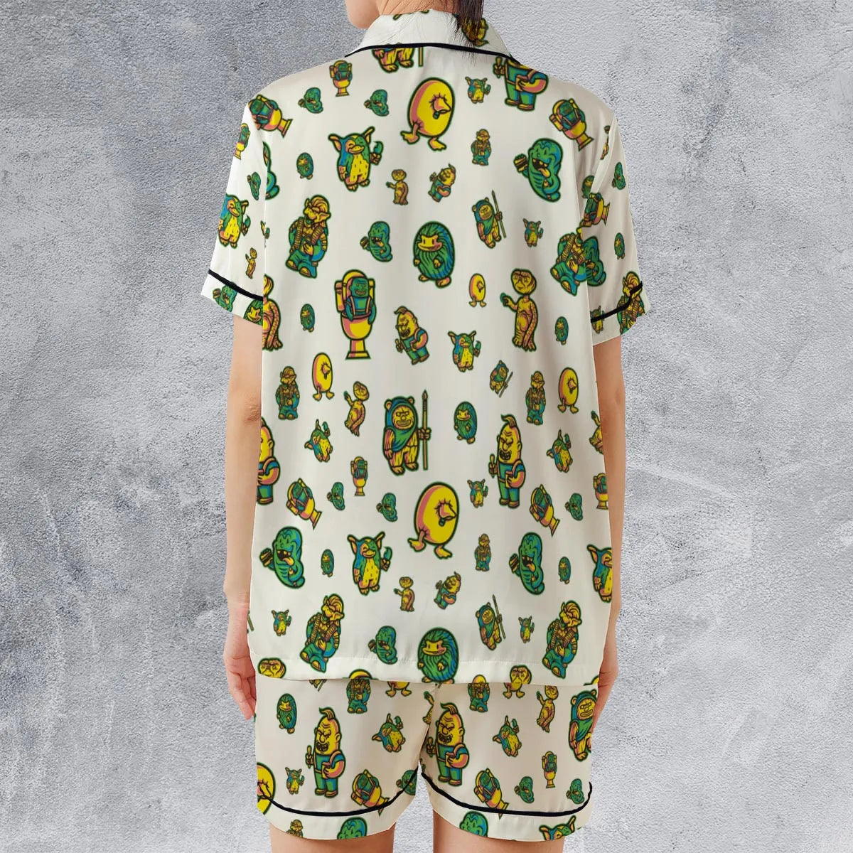 Satin Short-Sleeve Pajamas Set - KWBYGMET