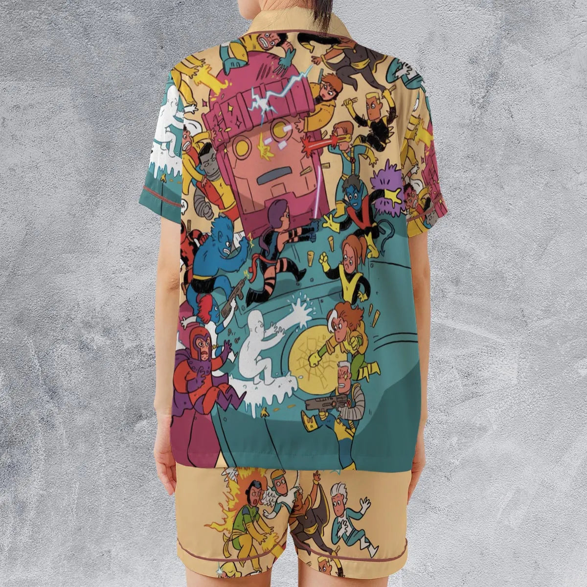 Satin Short-Sleeve Pajamas Set - 7YTMF7FK