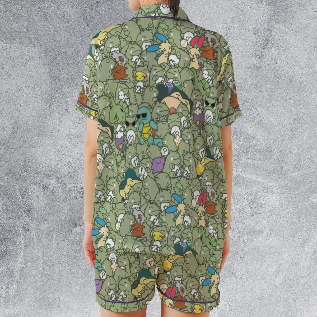 Satin Short-Sleeve Pajamas Set - VKEUKVLM
