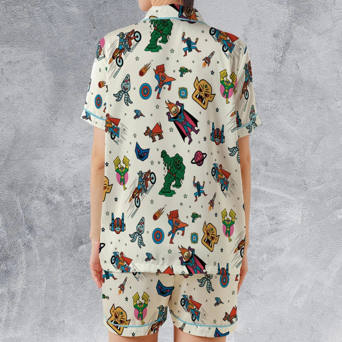 Satin Short-Sleeve Pajamas Set - 8YC7NDD2