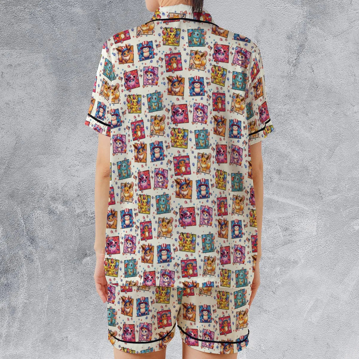 Satin Short-Sleeve Pajamas Set - A4XFGYPT