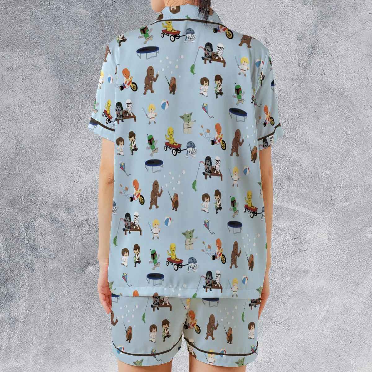Satin Short-Sleeve Pajamas Set - P41WSL3Q