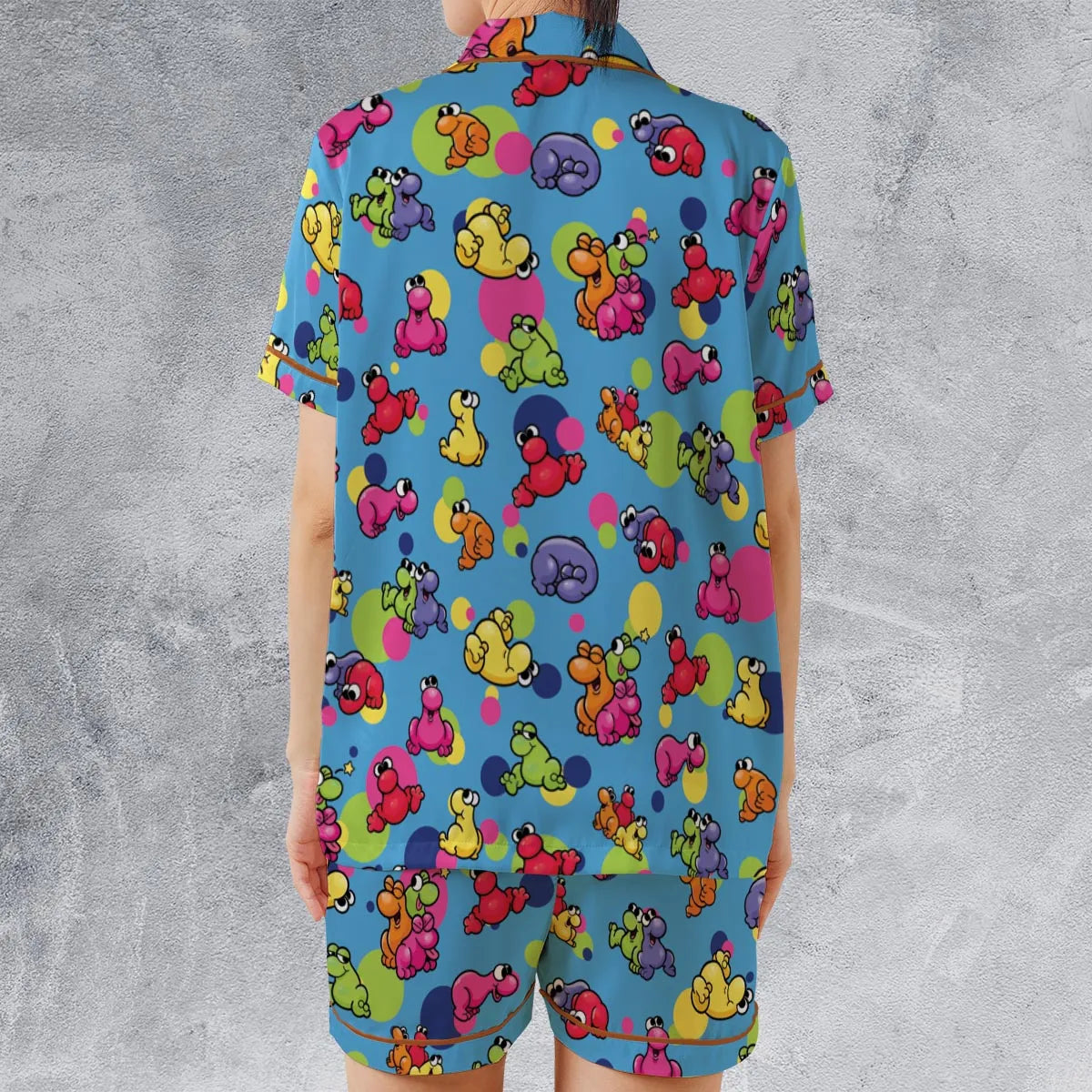 Satin Short-Sleeve Pajamas Set - HMKUJSHX