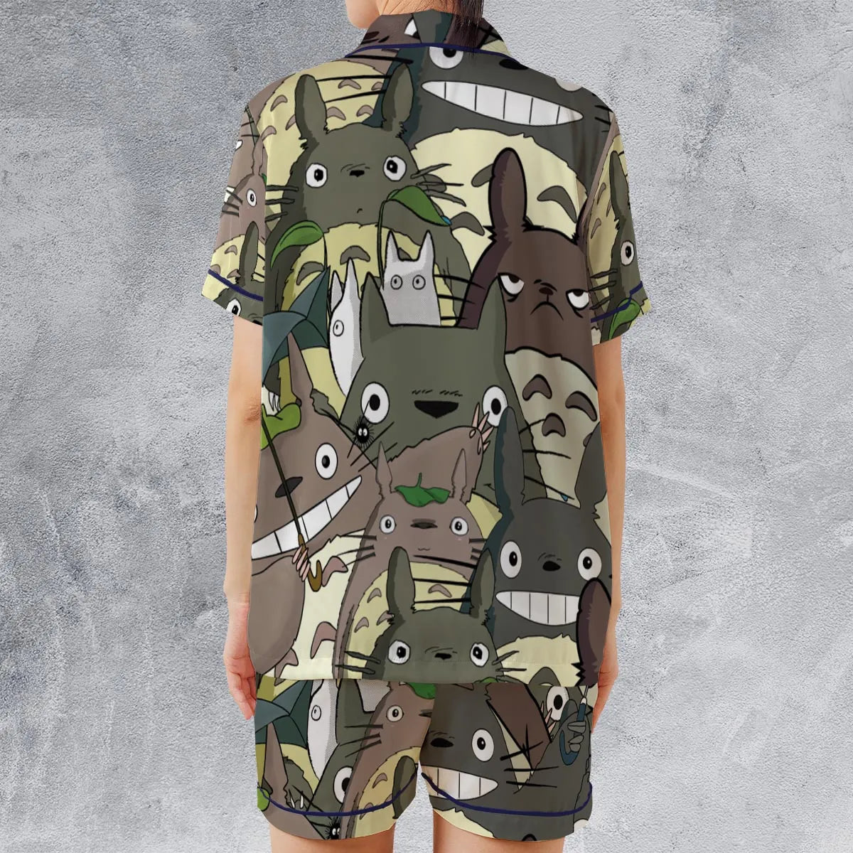 Satin Short-Sleeve Pajamas Set - QRYAGZLL