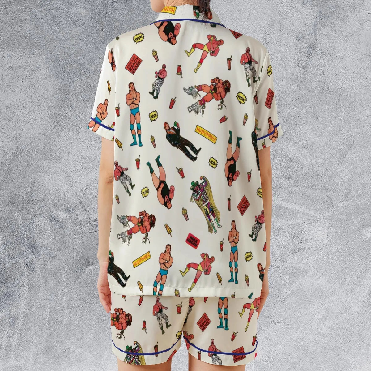 Satin Short-Sleeve Pajamas Set - 961HA1QP