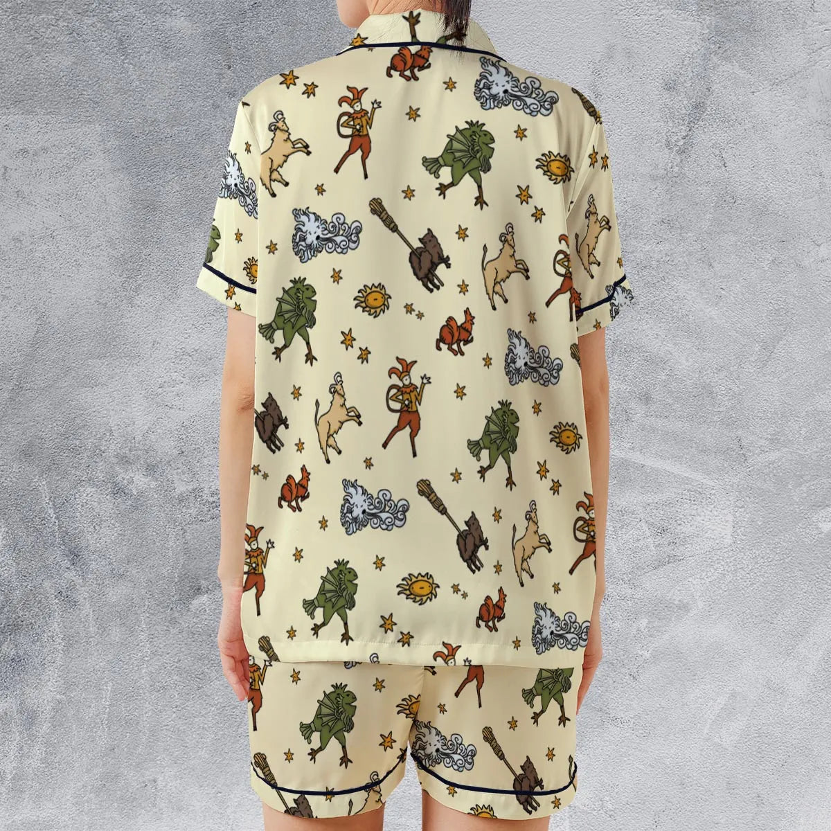 Satin Short-Sleeve Pajamas Set - J1EDMKA4