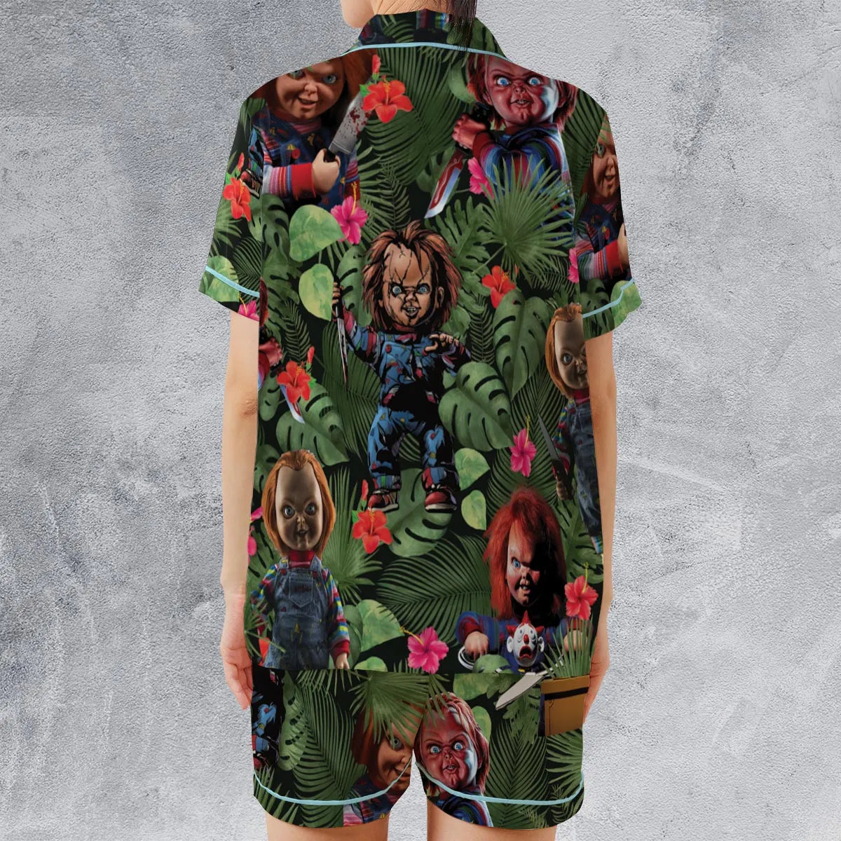 Satin Short-Sleeve Pajamas Set - BZUA1ELM