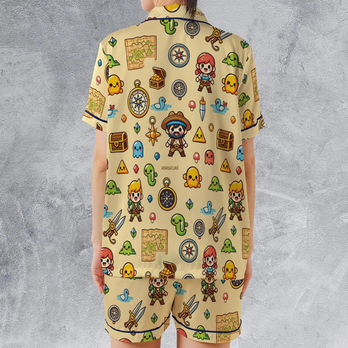 Satin Short-Sleeve Pajamas Set - 8UPR82WG