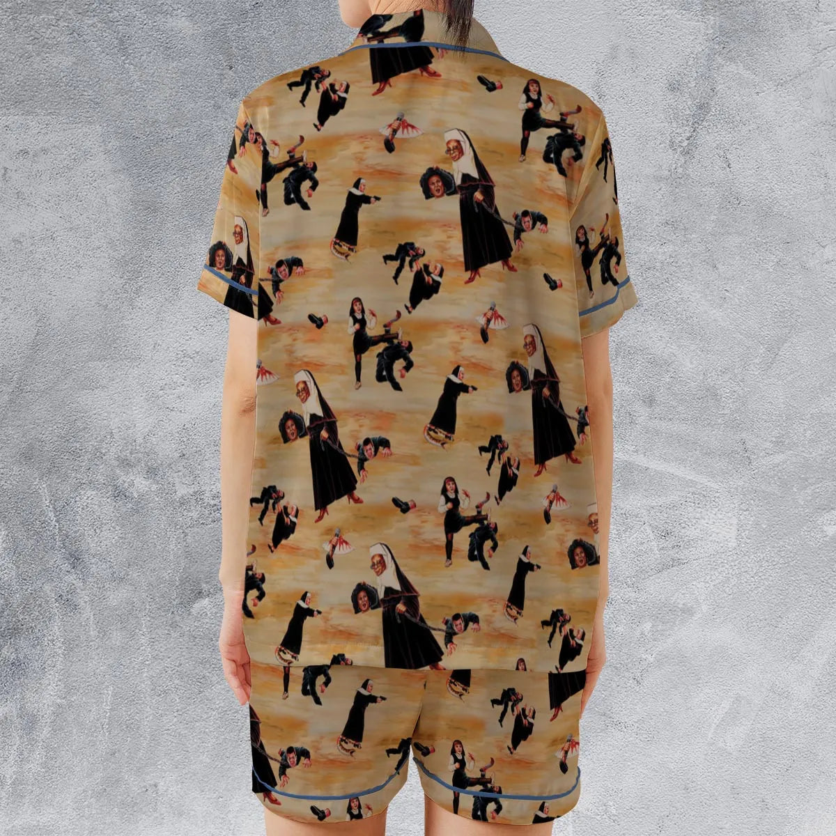 Satin Short-Sleeve Pajamas Set - HFGRXYJS
