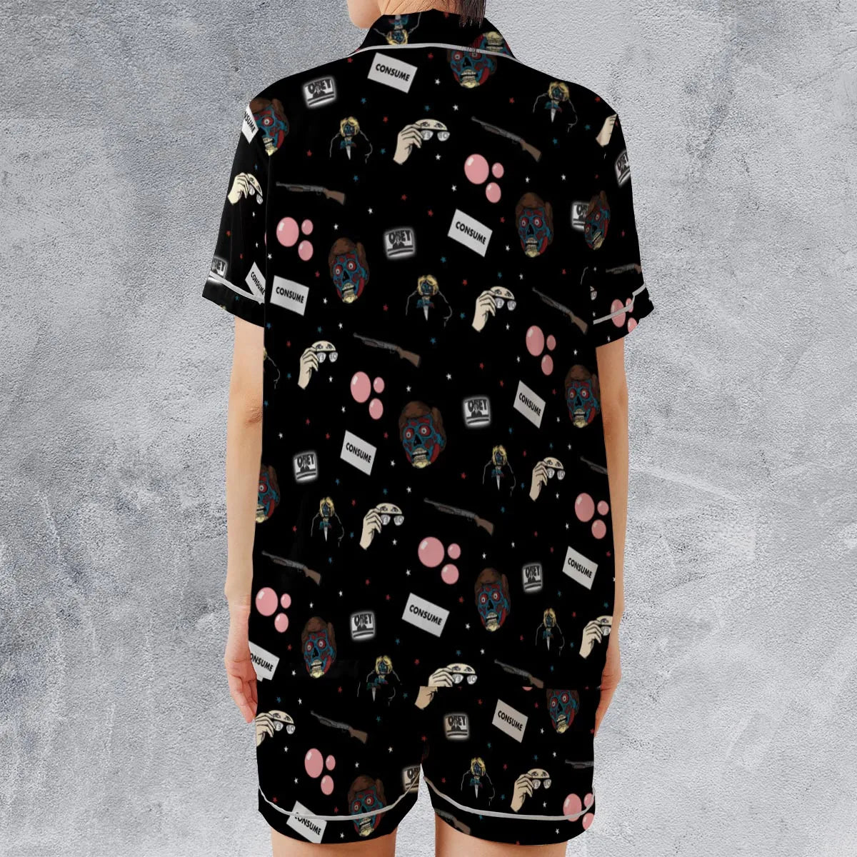 Satin Short-Sleeve Pajamas Set - Q15NU5U5
