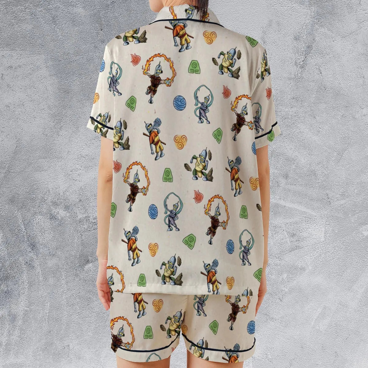 Satin Short-Sleeve Pajamas Set - N1ANCVNQ