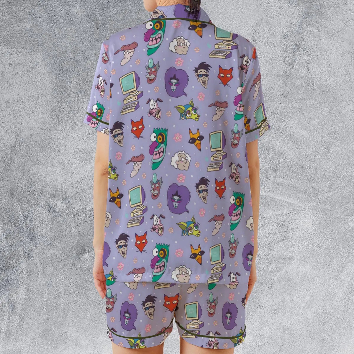 Satin Short-Sleeve Pajamas Set - CVAC69NP