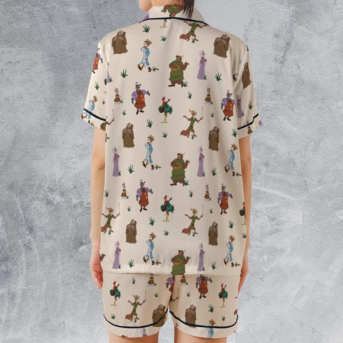 Satin Short-Sleeve Pajamas Set - UCJK4M5K
