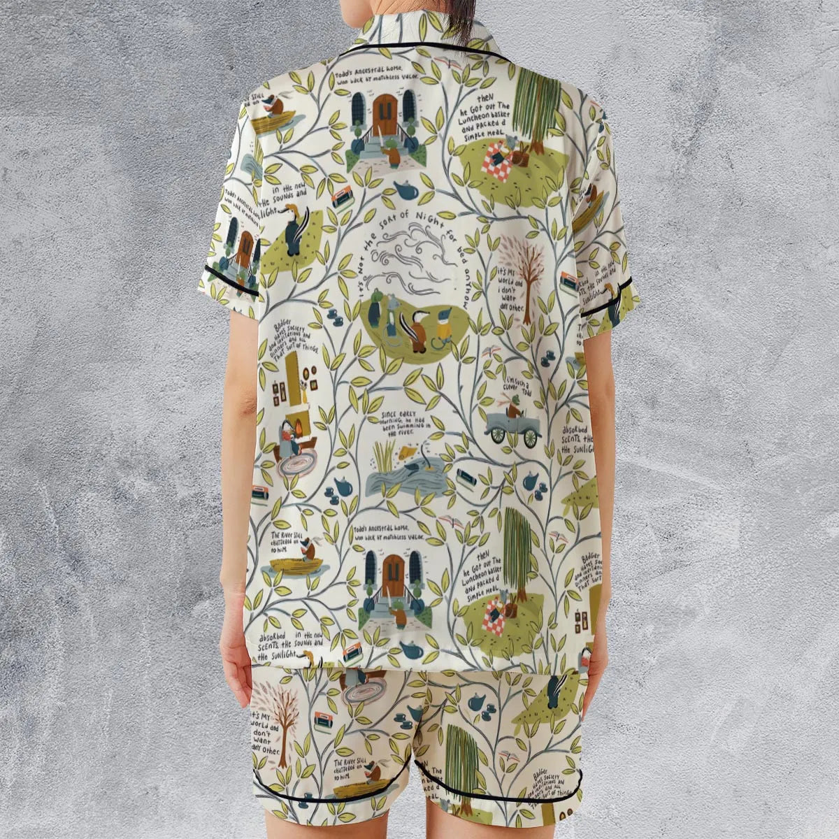 Satin Short-Sleeve Pajamas Set - PTQ97U3V