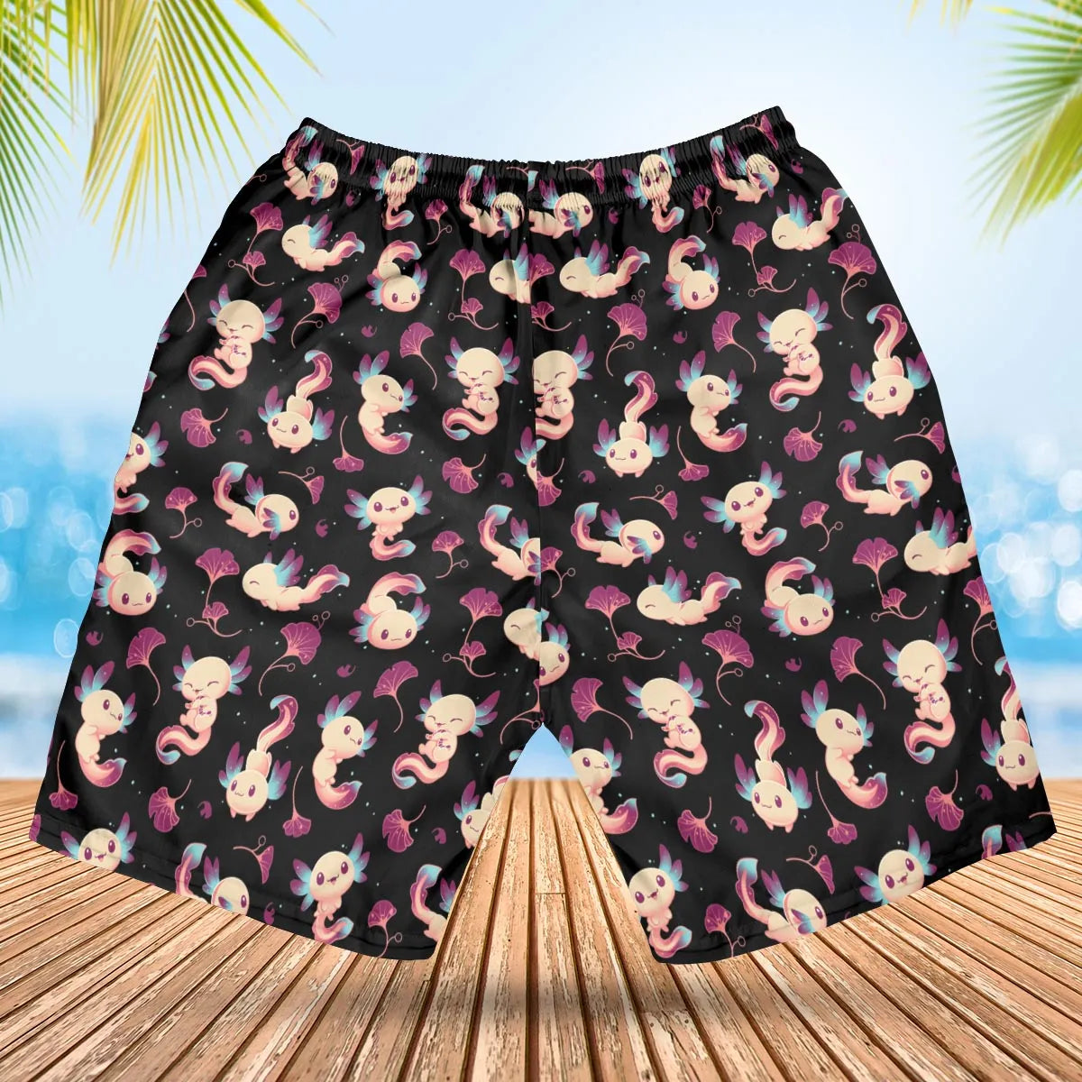 Axolotl Wonders Cute Salamanders Pattern Hawaiian Short