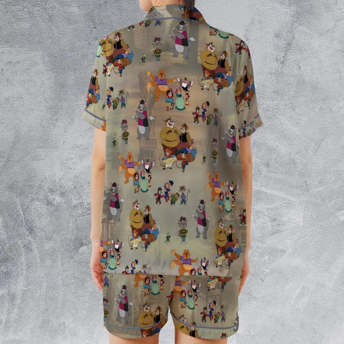 Satin Short-Sleeve Pajamas Set - PGLQEA37