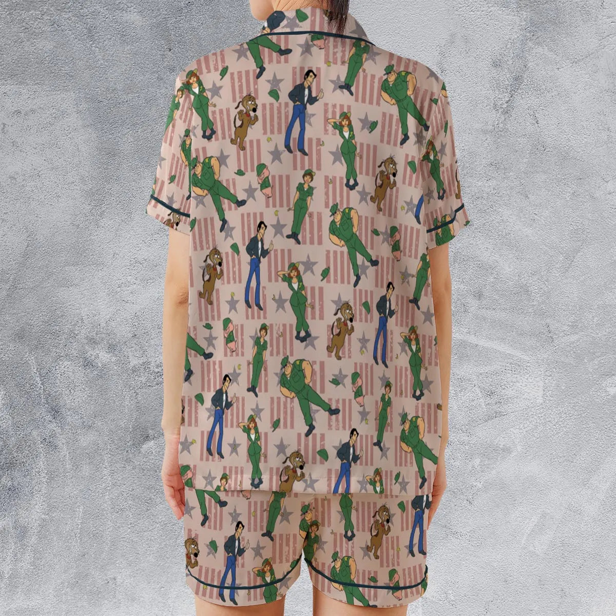 Satin Short-Sleeve Pajamas Set - WDWH1E5D