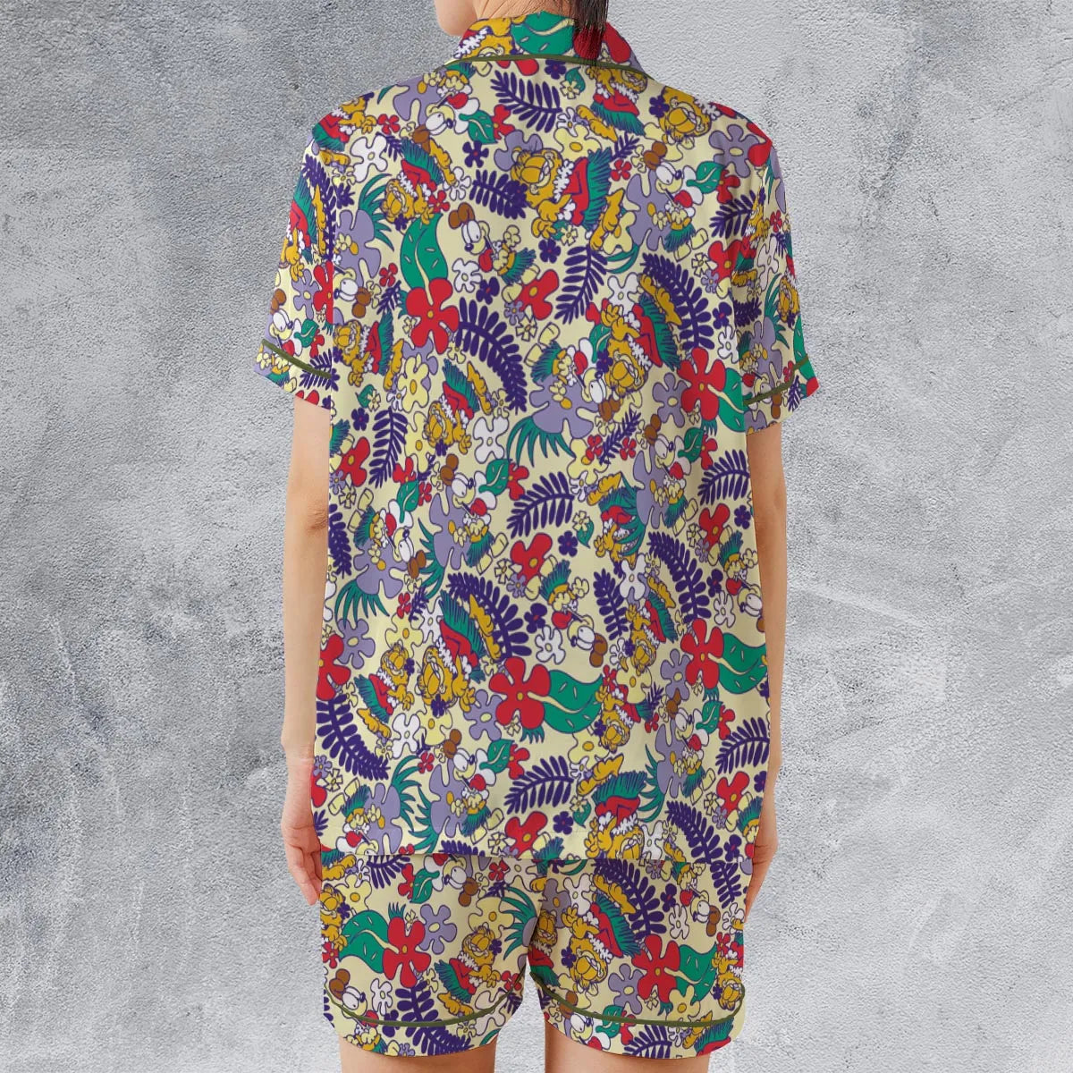 Satin Short-Sleeve Pajamas Set - FBTGUBTU