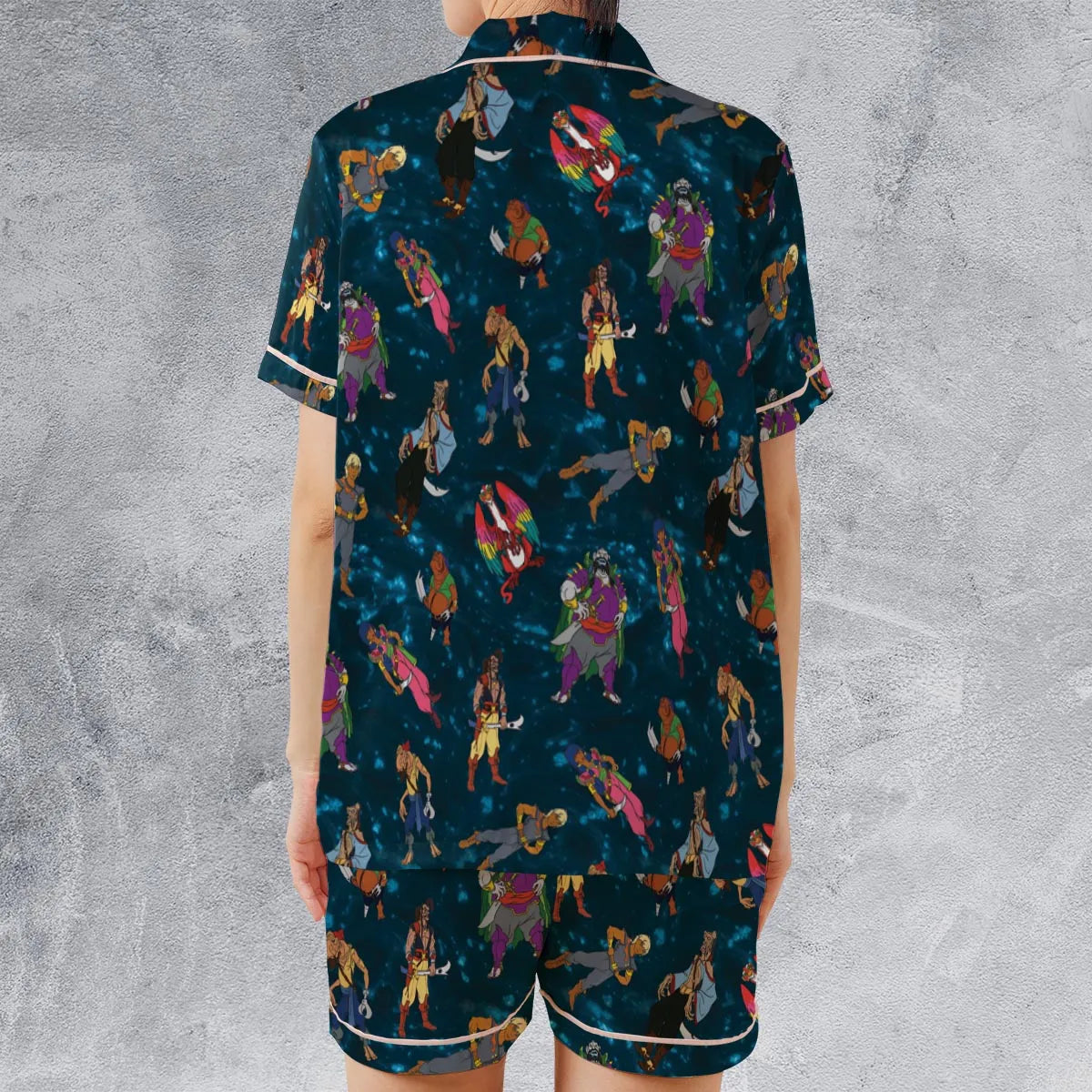 Satin Short-Sleeve Pajamas Set - 6FSHNSSG