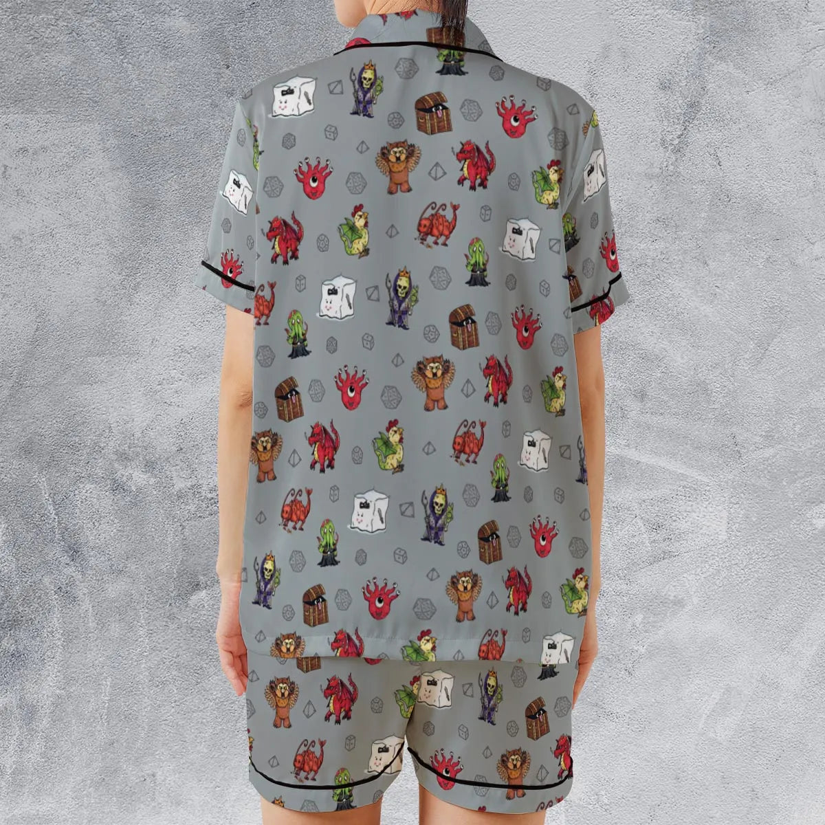 Satin Short-Sleeve Pajamas Set - NJZLLXPG