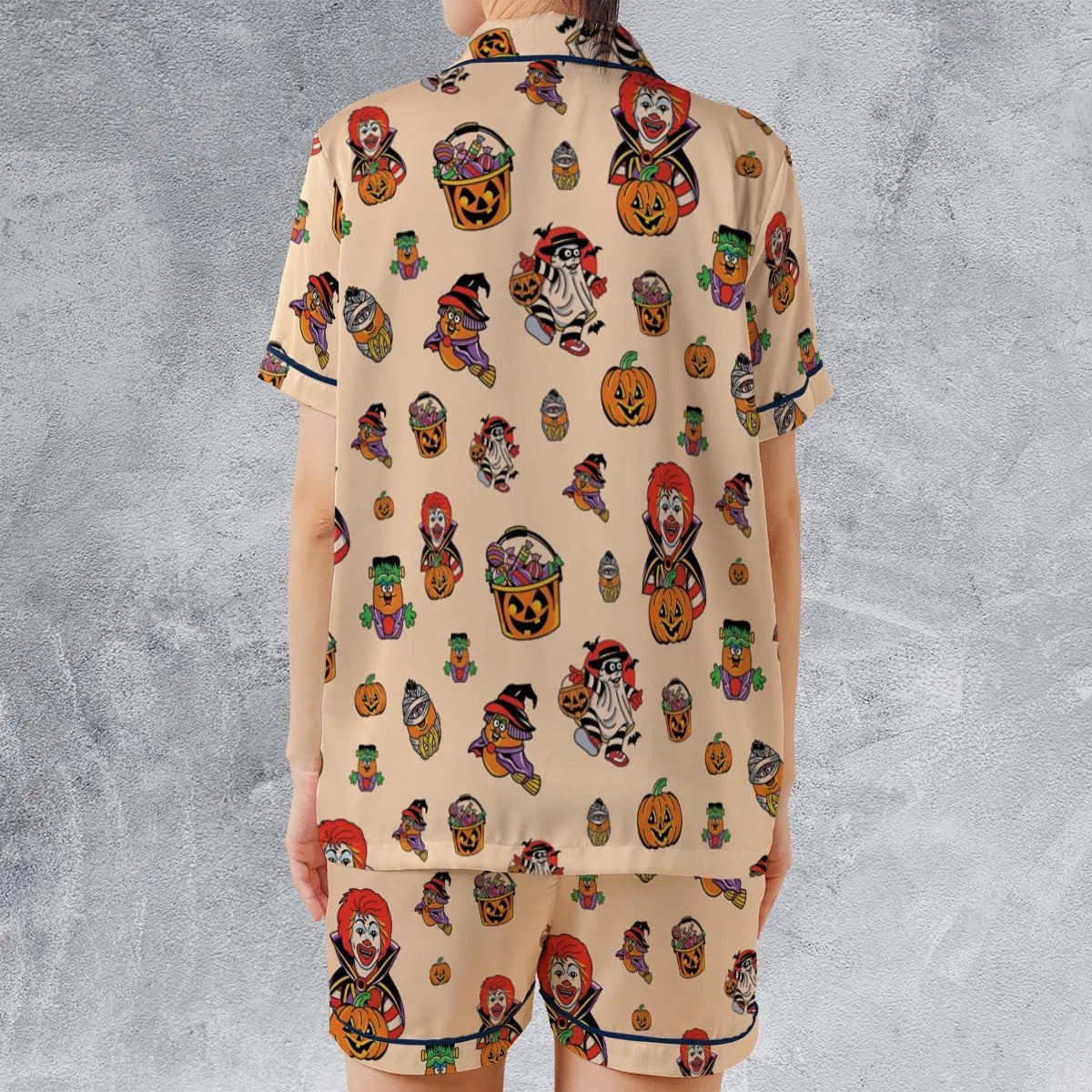Satin Short-Sleeve Pajamas Set - HVH2QC49