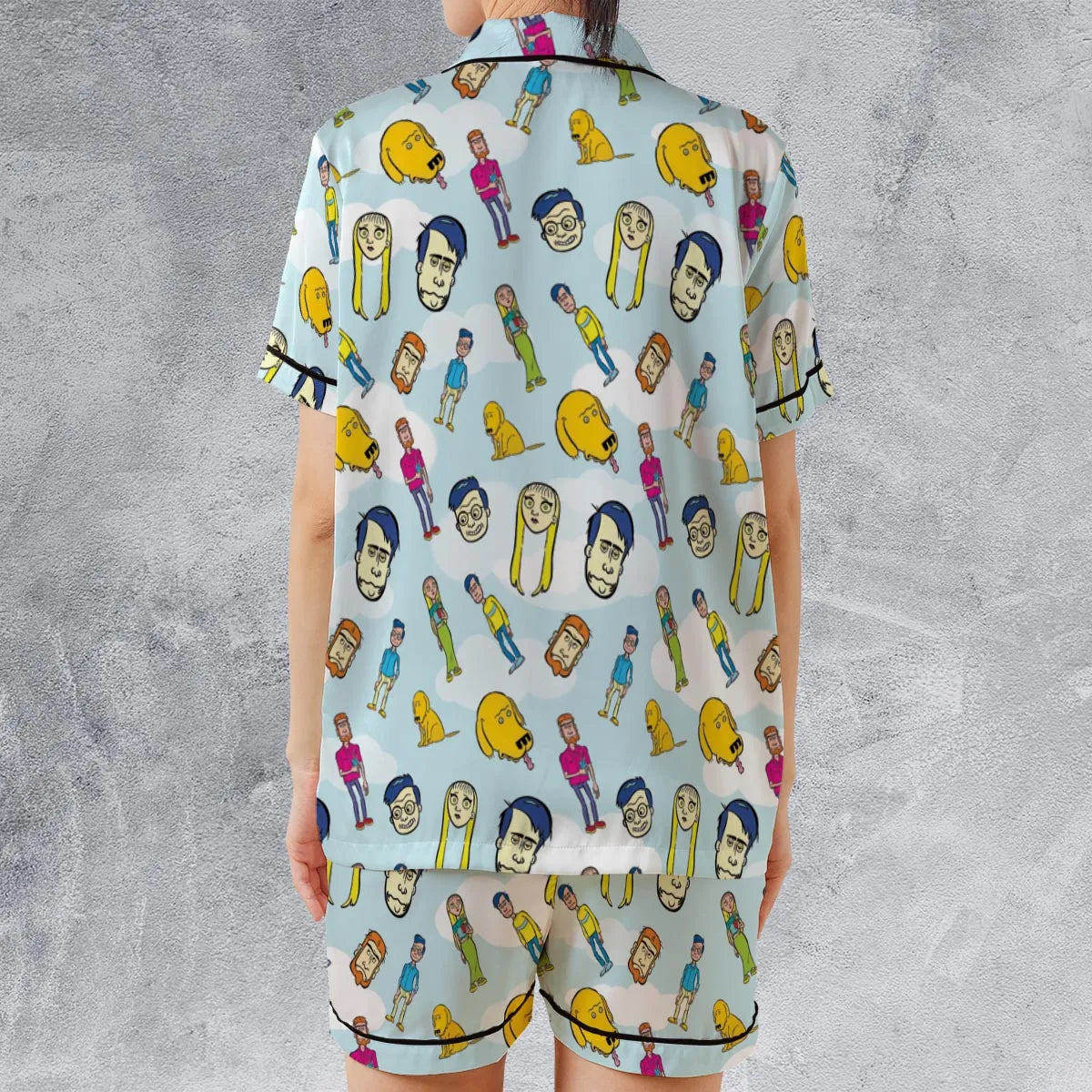 Satin Short-Sleeve Pajamas Set - TFMTQHNV