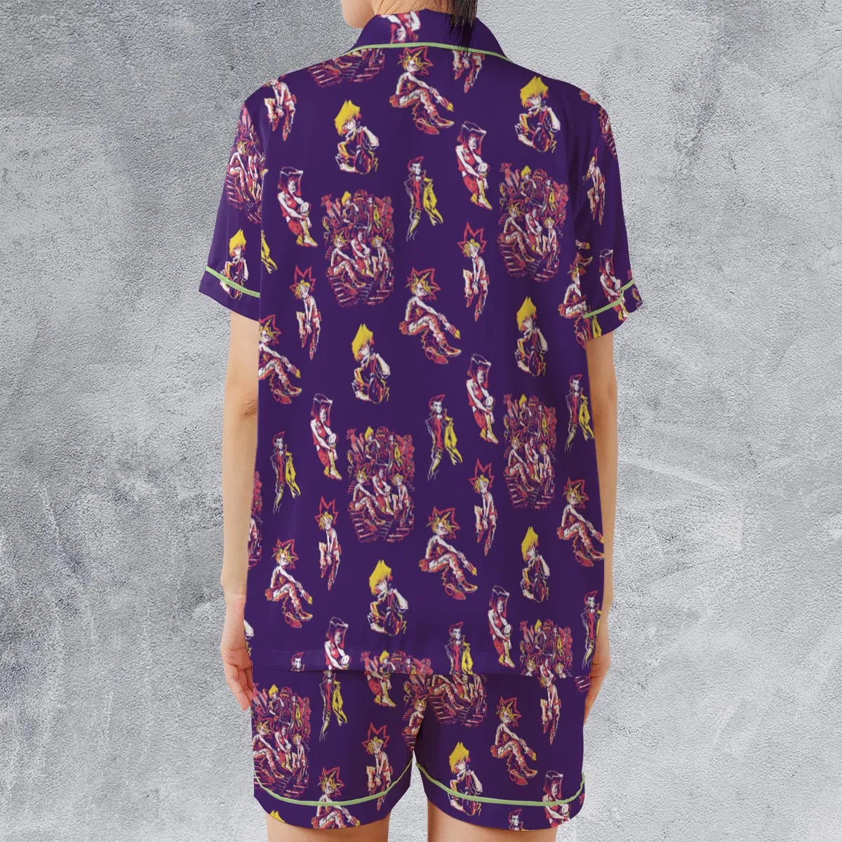Satin Short-Sleeve Pajamas Set - EUDSFLF5