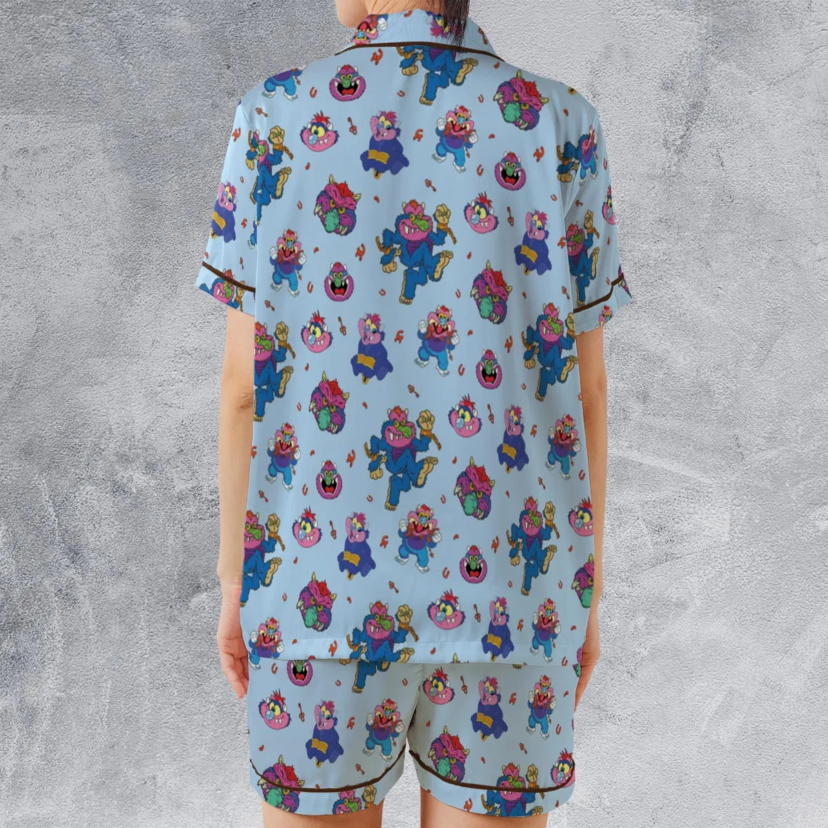 Satin Short-Sleeve Pajamas Set - DHF2LD5Q