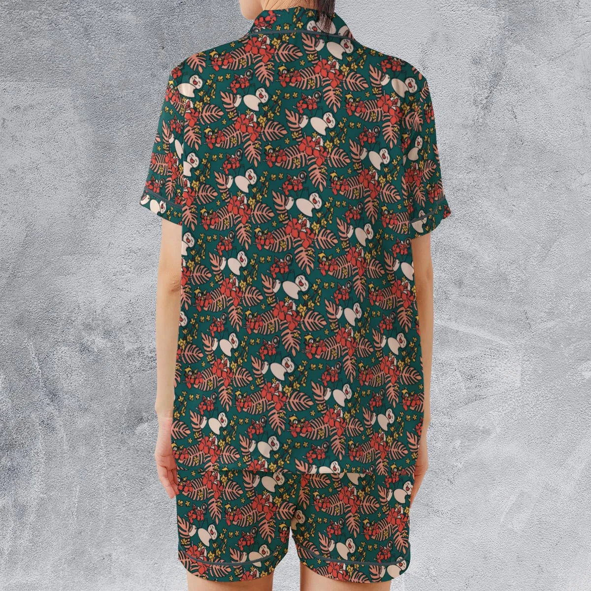 Satin Short-Sleeve Pajamas Set - EWFA1ZEL