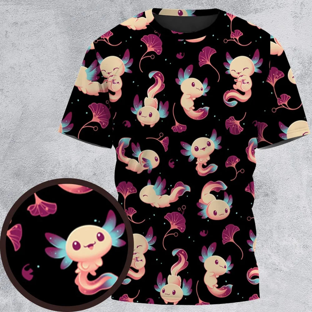 Axolotl Wonders Cute Salamanders Pattern All-Over Print Unisex T-Shirt