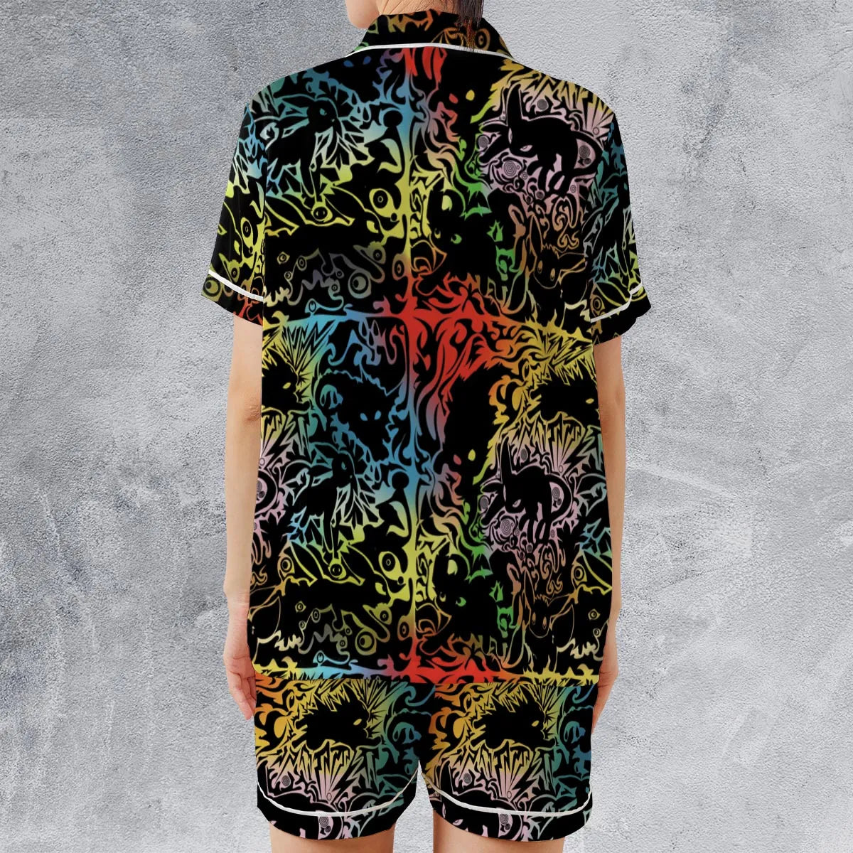 Satin Short-Sleeve Pajamas Set - UQ4T2QQC