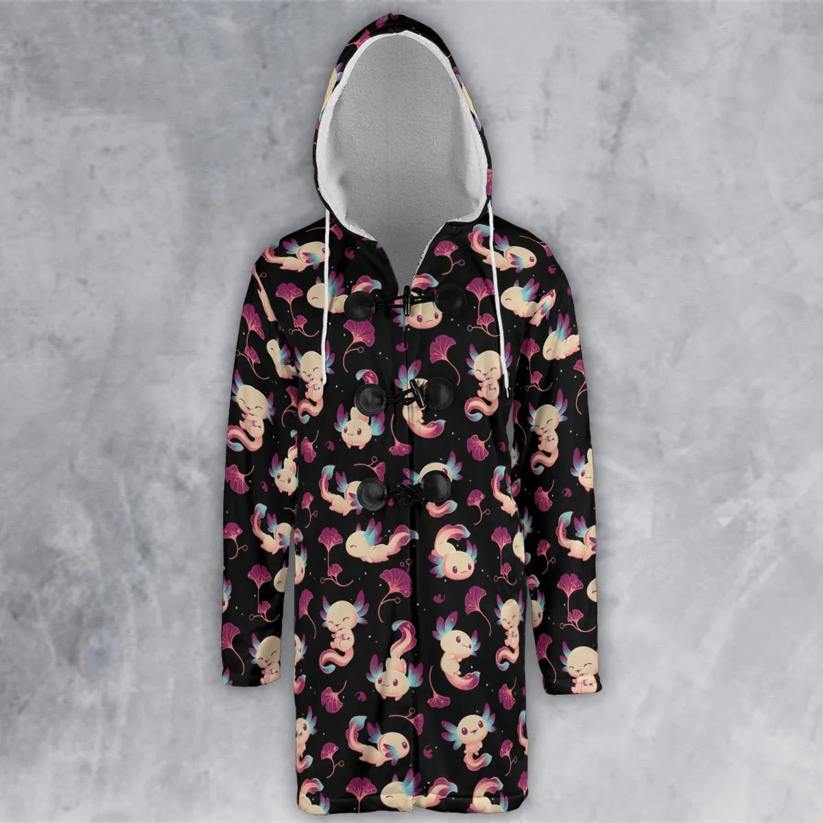 Axolotl Wonders Cute Salamanders Pattern Hooded Cloak Coat