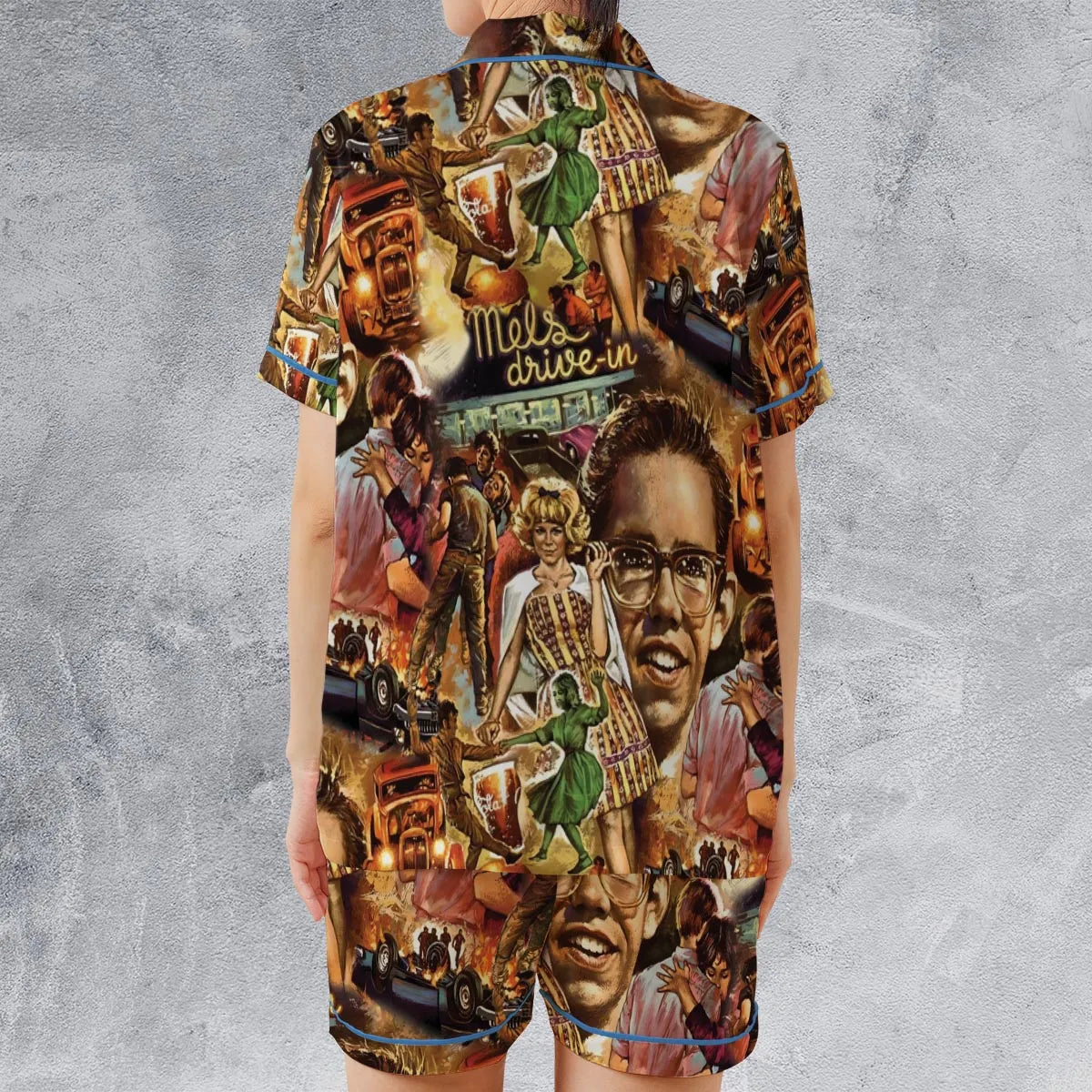 Satin Short-Sleeve Pajamas Set - UV2T3S4N