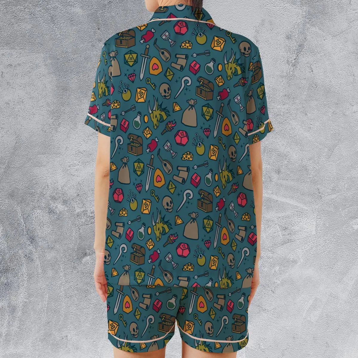 Satin Short-Sleeve Pajamas Set - HAX5V1T1