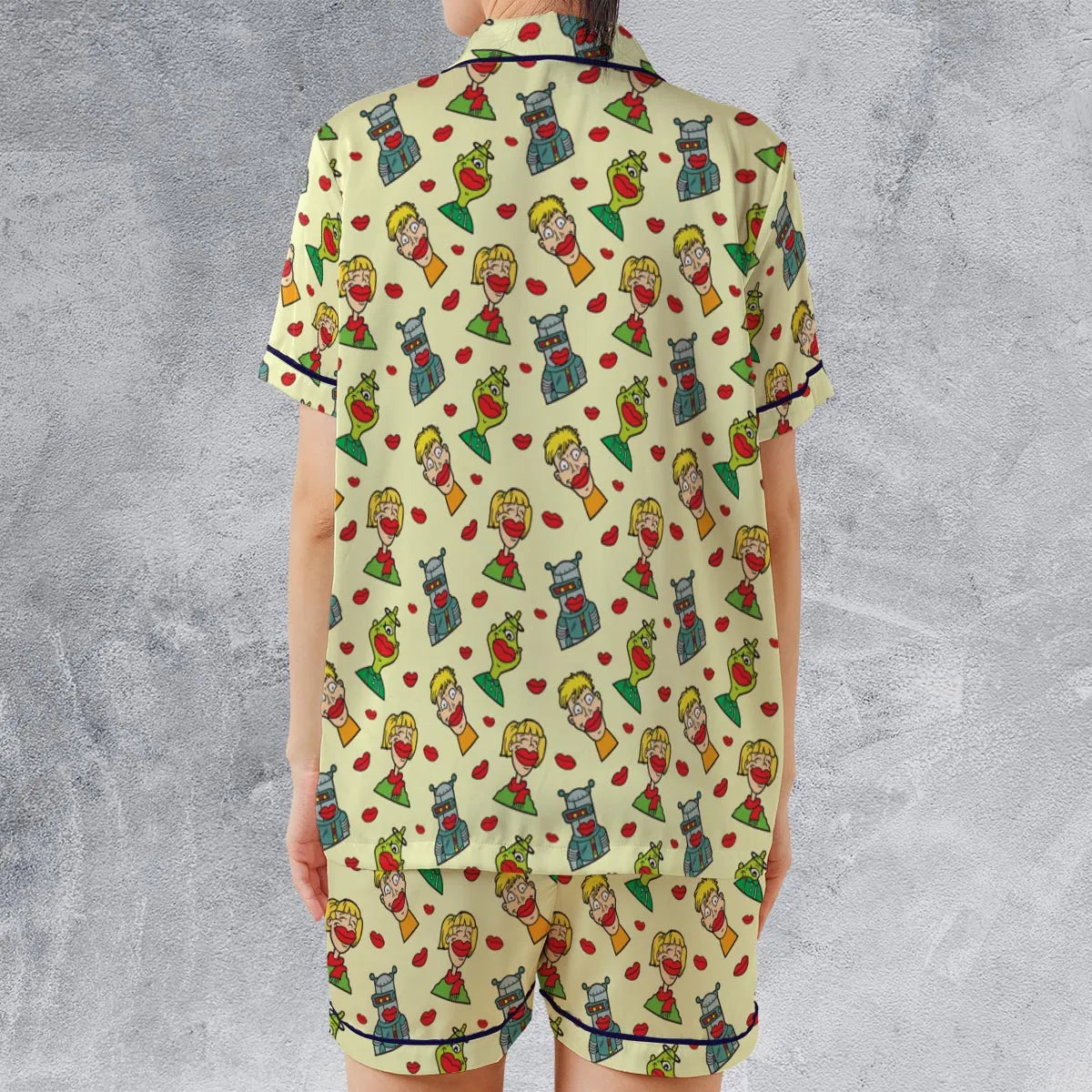 Satin Short-Sleeve Pajamas Set - KGLJBZH7