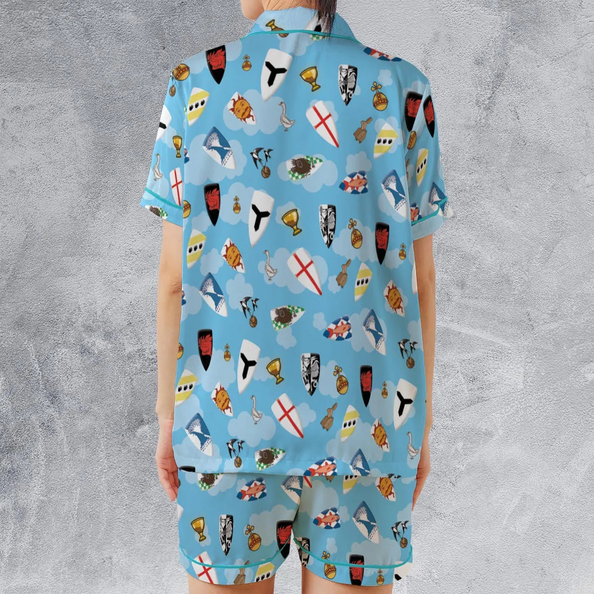 Satin Short-Sleeve Pajamas Set - 8YEMRFM3