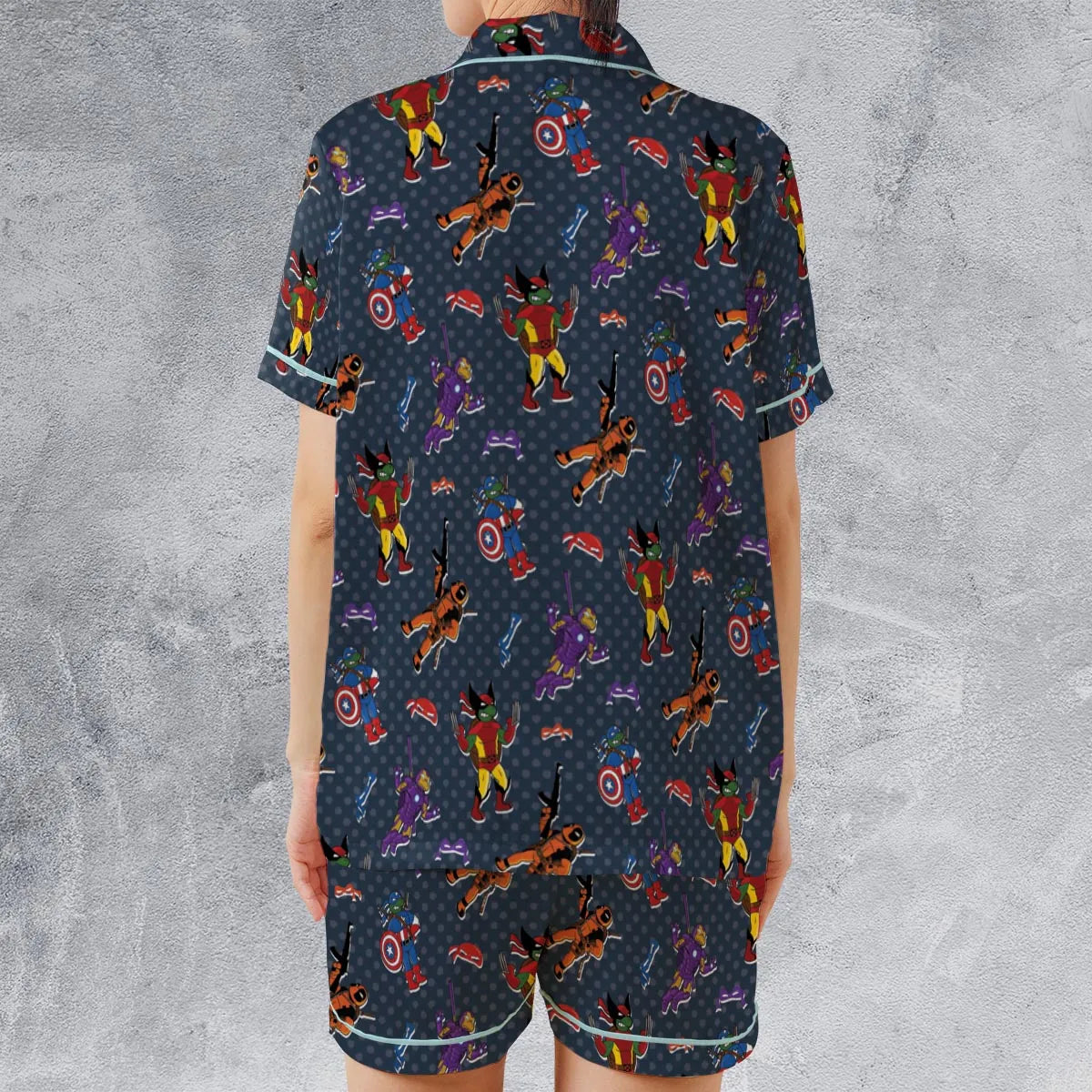 Satin Short-Sleeve Pajamas Set - FJLJLK82