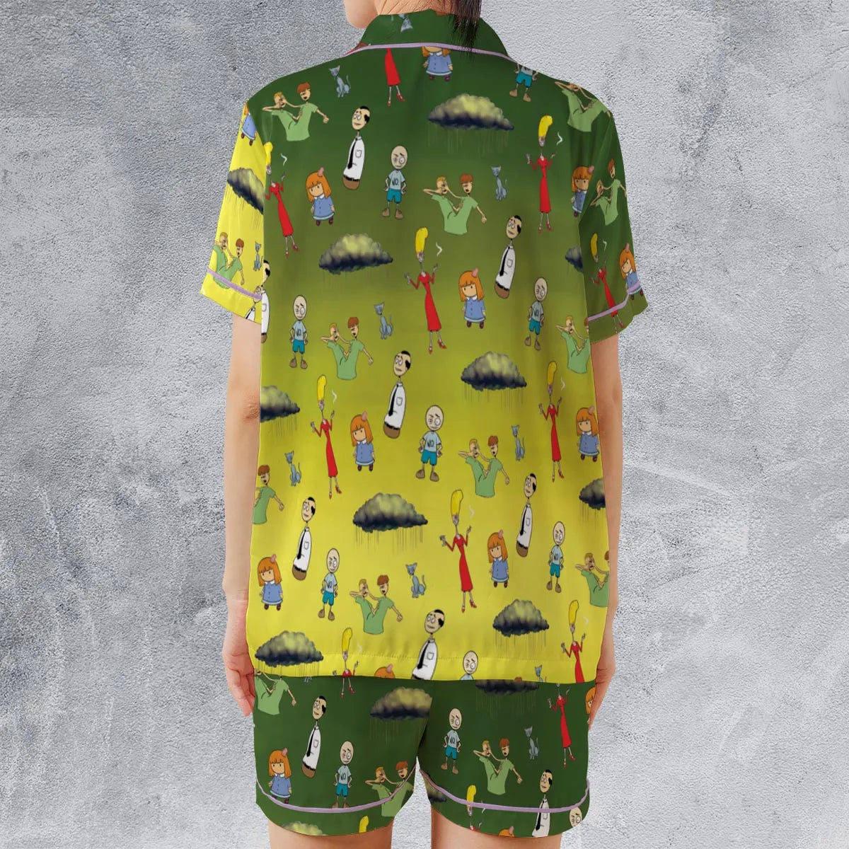 Satin Short-Sleeve Pajamas Set - SN6XJLZW