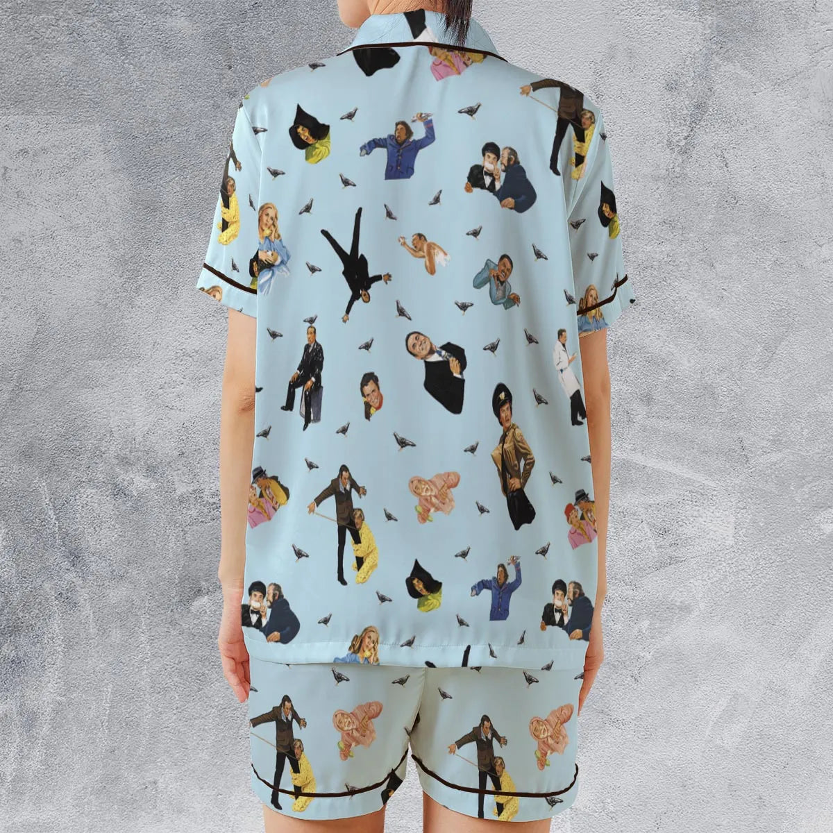 Satin Short-Sleeve Pajamas Set - PU9D1WKW