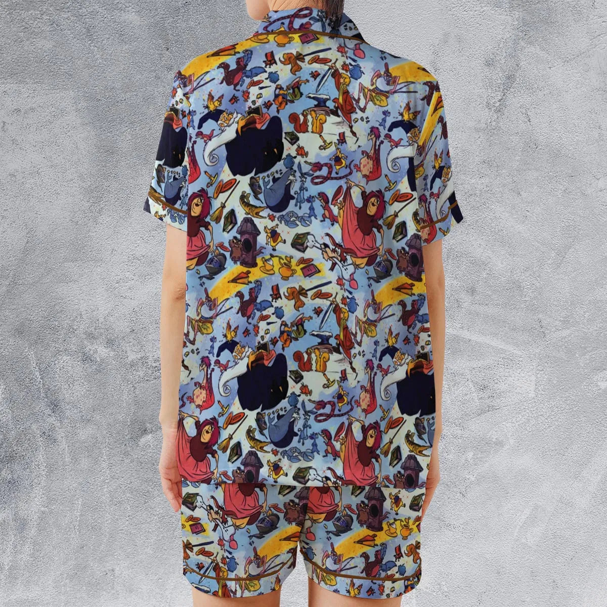 Satin Short-Sleeve Pajamas Set - X893MPBN