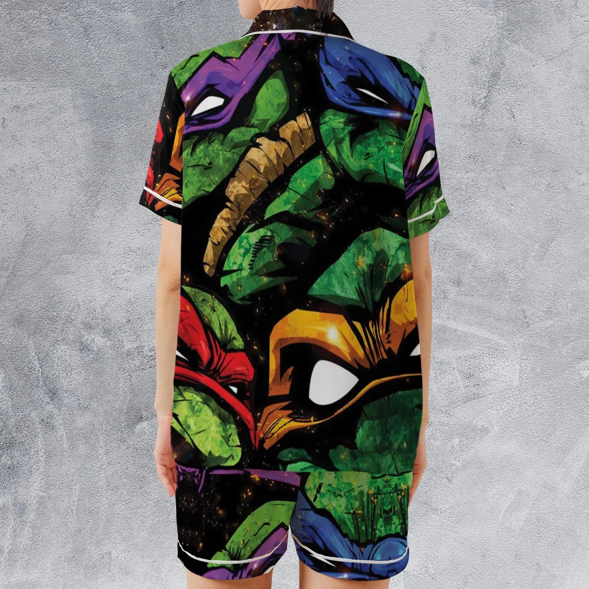 Satin Short-Sleeve Pajamas Set - FBHU4S6G
