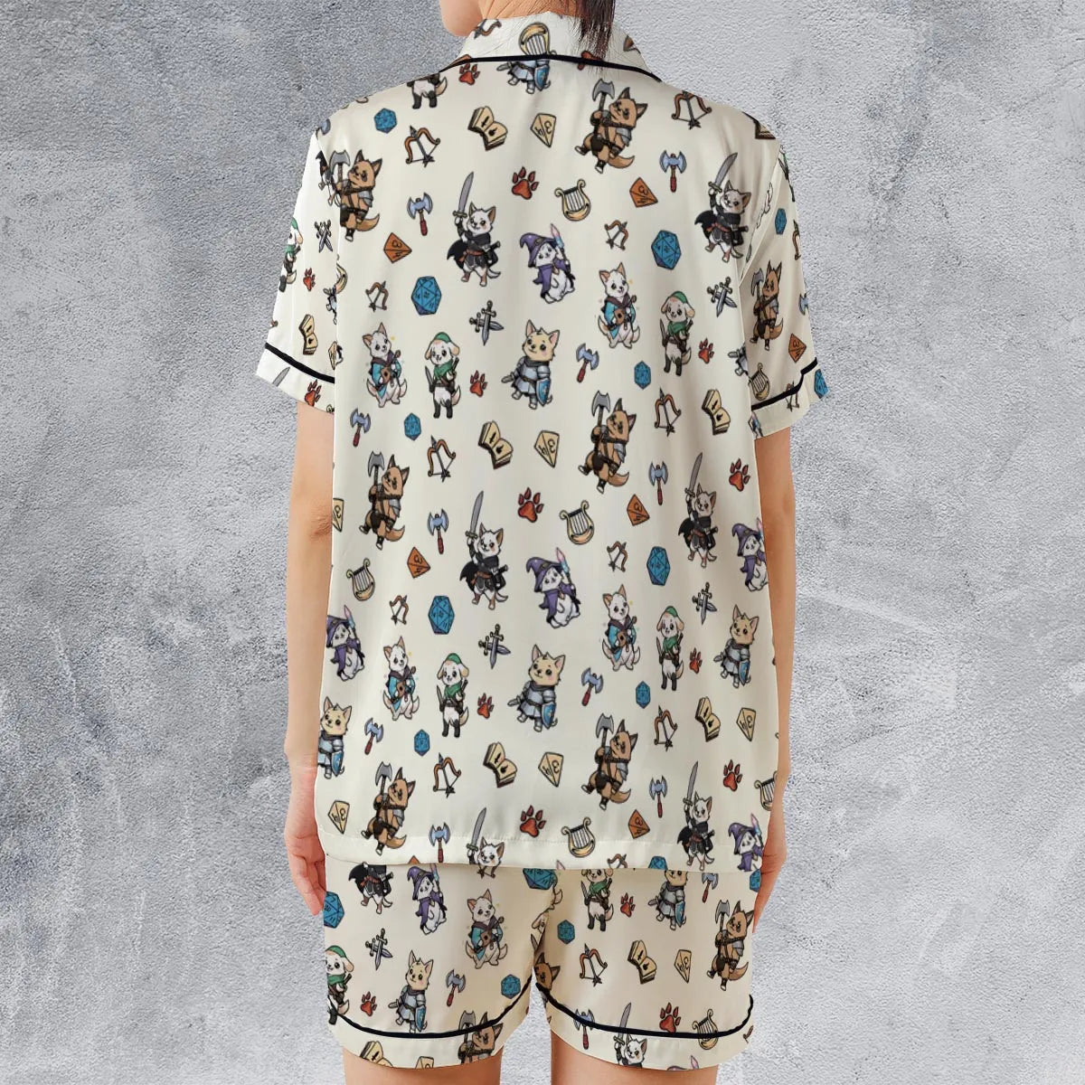 Satin Short-Sleeve Pajamas Set - 7A27NA9J