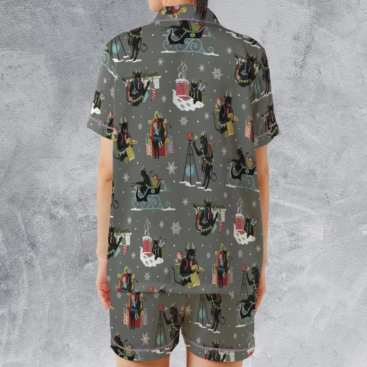 Satin Short-Sleeve Pajamas Set - Z2GVYQPY