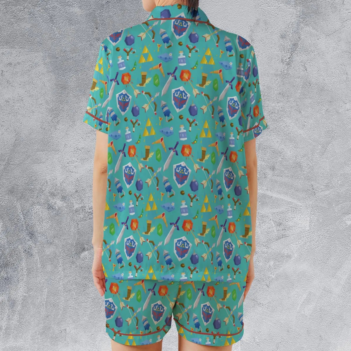 Satin Short-Sleeve Pajamas Set - UMUJR3LE
